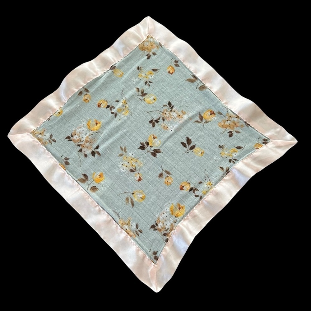 Loulou Lollipop Baby Girls‎ Floral Square Blankie Blanket Satin Edges Muslin